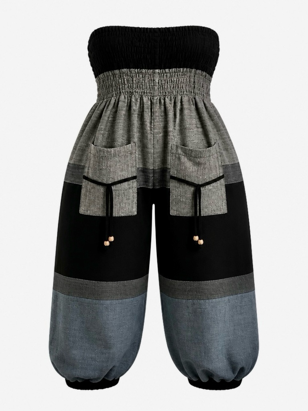 Pull on baggy pants wide elastic band waist